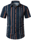 Men's Retro Button Up Short Sleeve Cotton 70s Shirt