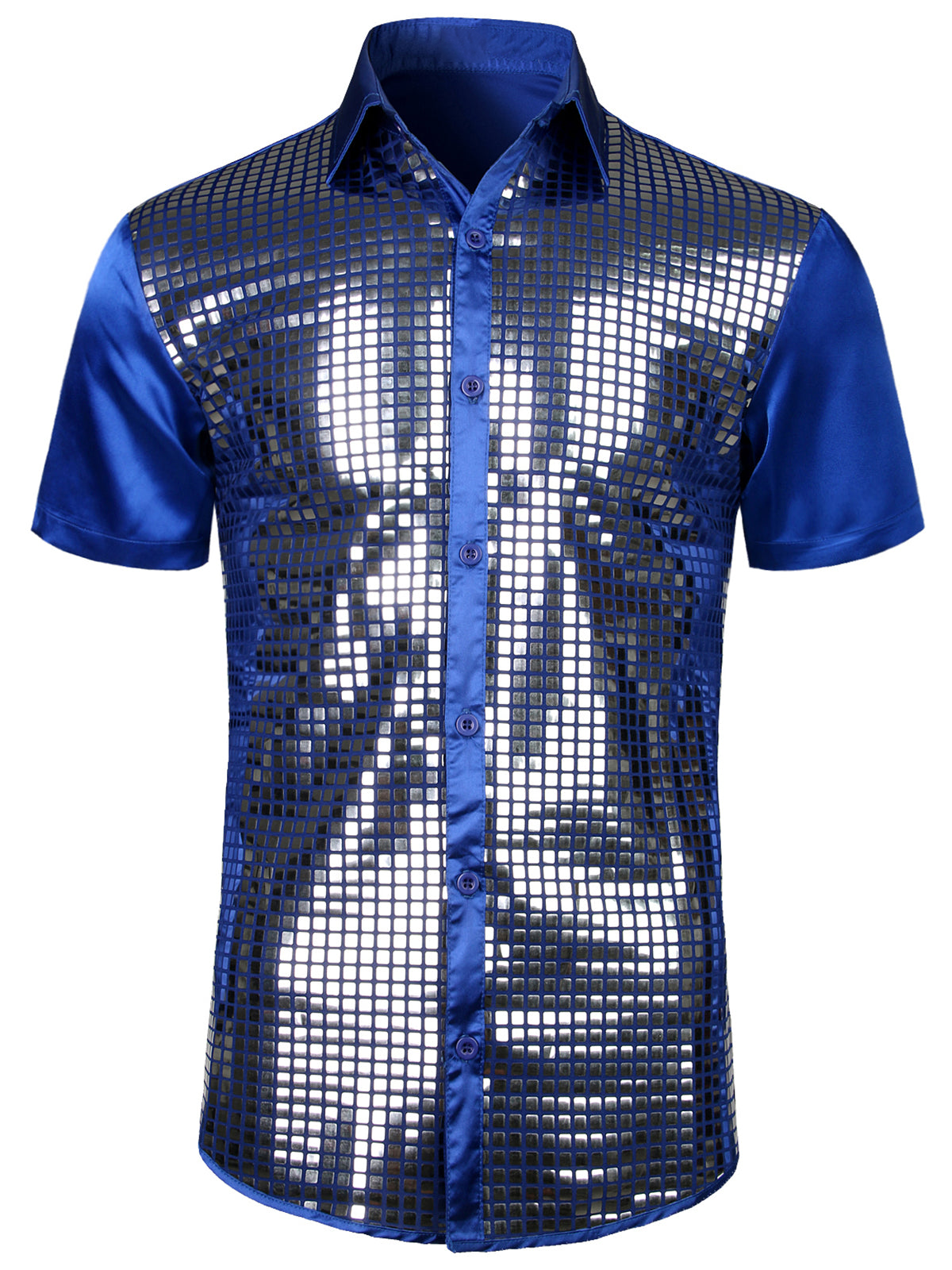 Men's Dress Shirt Sequins Button Down Shirts Disco Party Costume