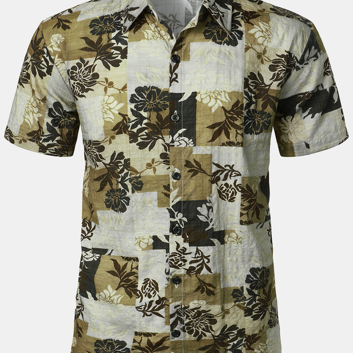 Men's Floral Print Vintage Beach Short Sleeve Button Up Shirt