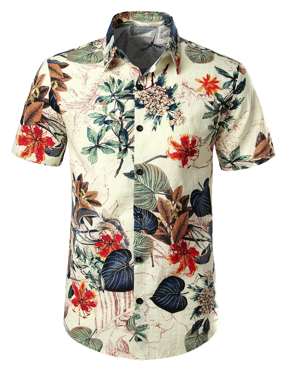 Men's Floral Cotton Tropical Hawaiian Plant Shirt – Atlanl