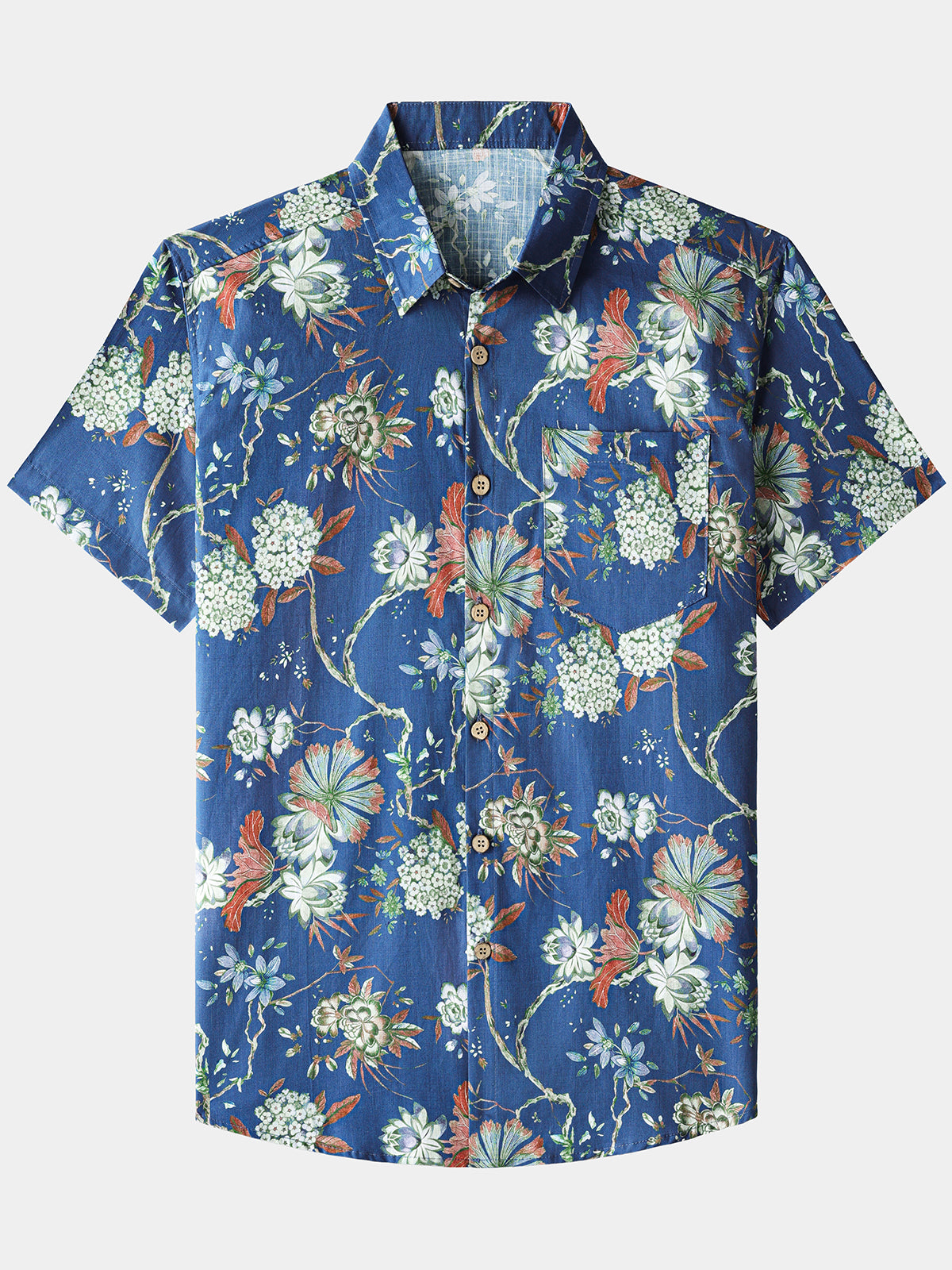 Men’s Cotton Beach Floral Short Sleeve Button Down Breathable Cool Shirt