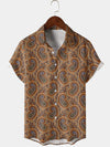 Men's Vintage Paisley Retro Summer Short Sleeve Retro Brown Shirt