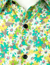 Men's Green Daisy Vintage Floral Print Cotton Flower Button Long Sleeve Dress Shirt