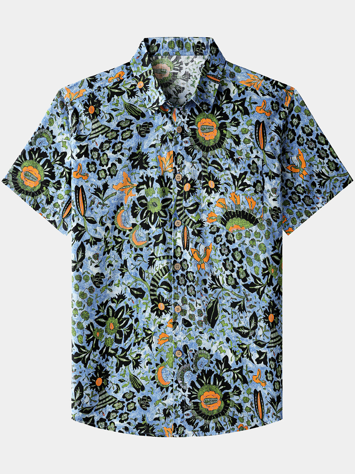 Men’s Boho Floral Short Sleeve Breathable Cool Casual Vacation Shirt