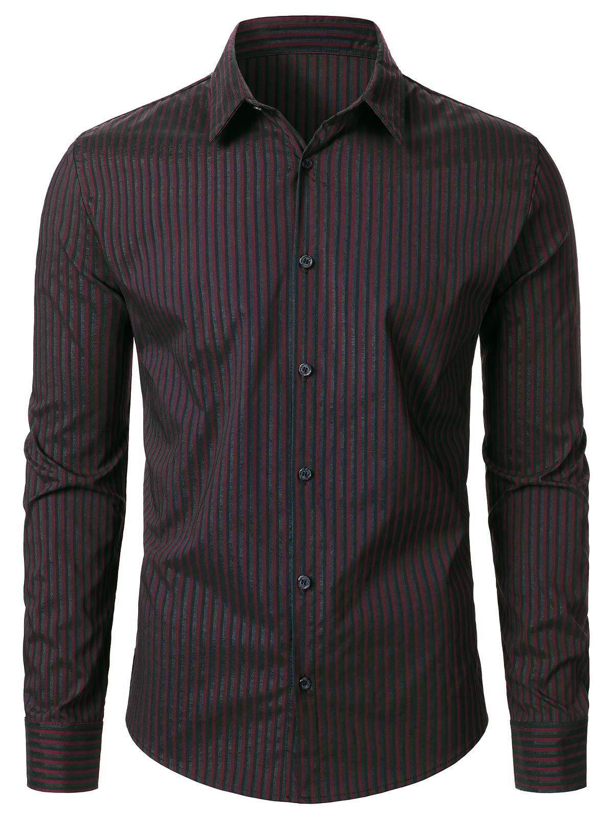Men's Striped Textured Wrinkle-Free Long Sleeve Shirts
