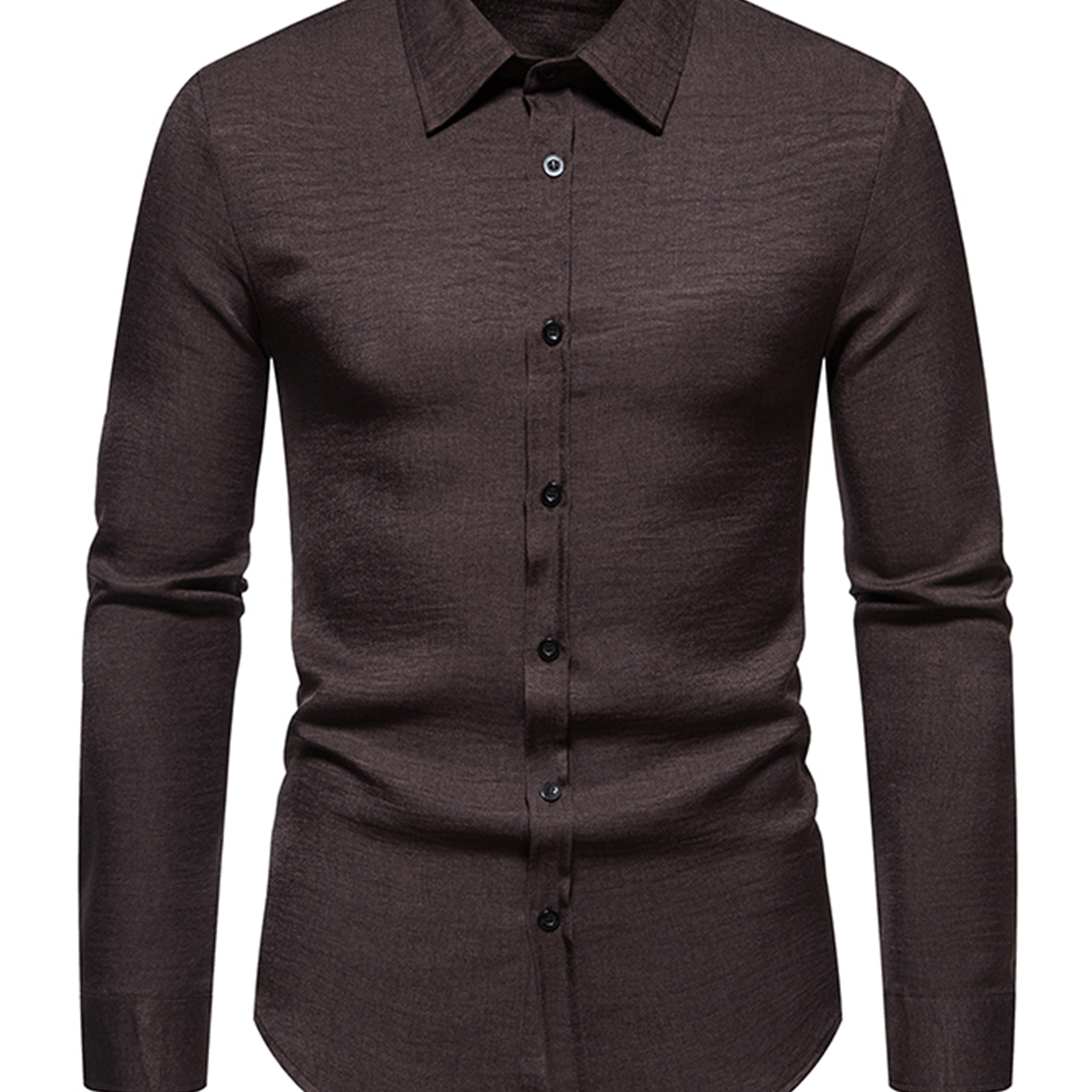 Men's Solid Color Button Up Long Sleeve  Classic Casual Shirt