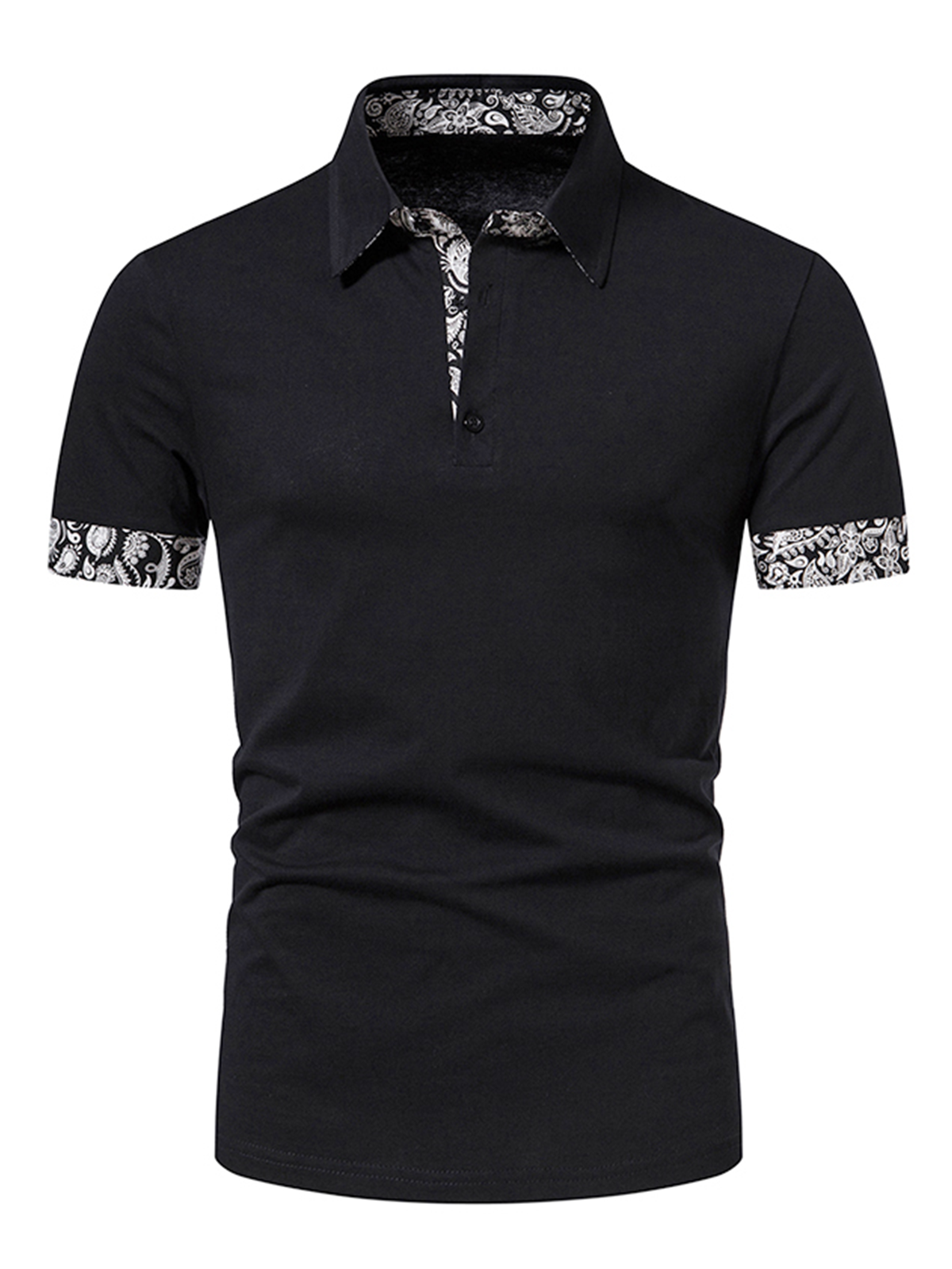 Men's Paisley Print Sports Casual Cotton Short Sleeve Polo Shirt