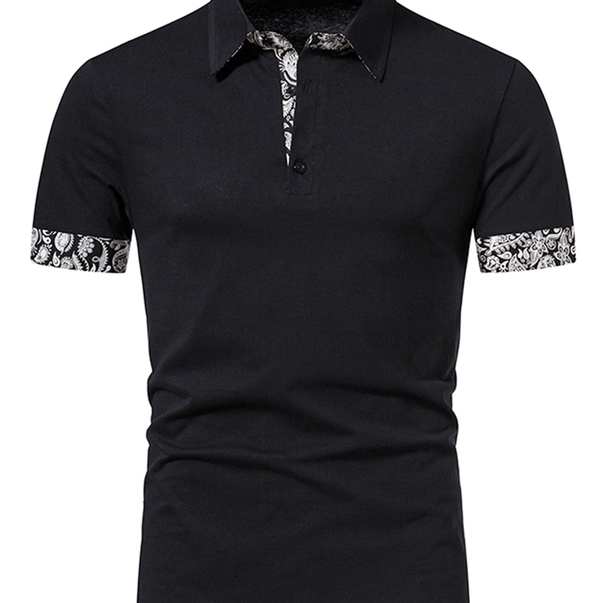 Men's Paisley Print Sports Casual Cotton Short Sleeve Polo Shirt