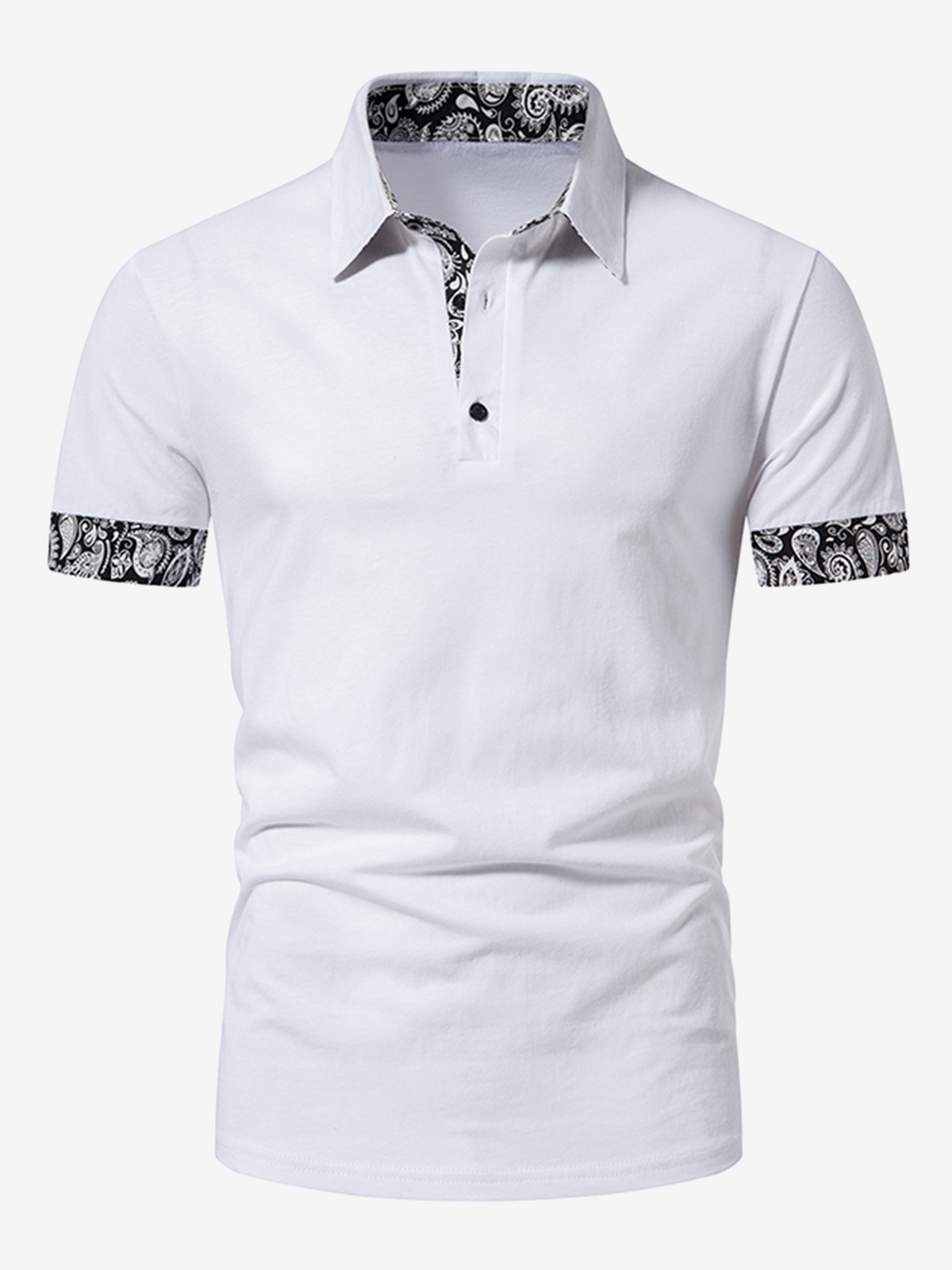 Men's Paisley Print Sports Casual Cotton Short Sleeve Polo Shirt