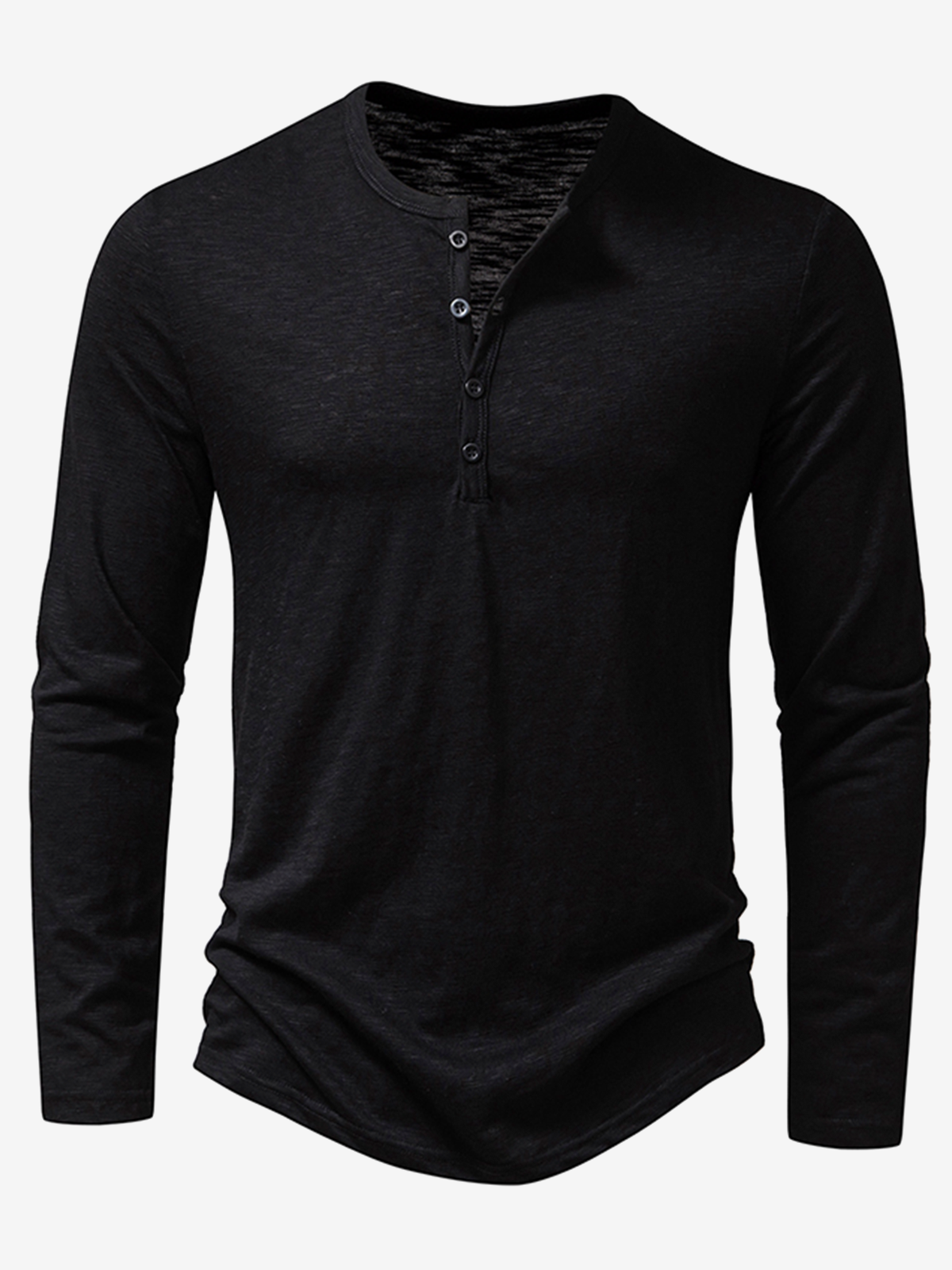 Men's Henley Collar Casual Tee Solid Color T-Shirt