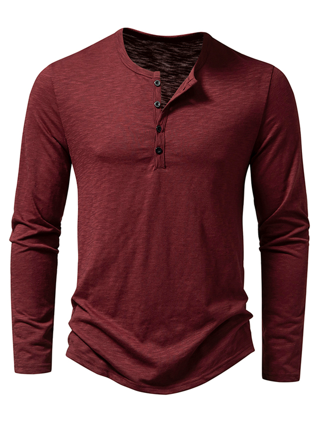 Men's Henley Collar Casual Tee Solid Color T-Shirt
