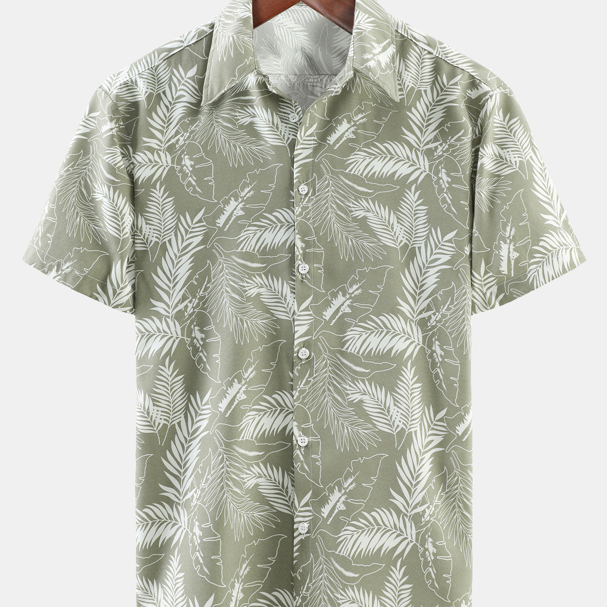 Men's Summer Tropical Print Beach Button Up Short Sleeve Shirt