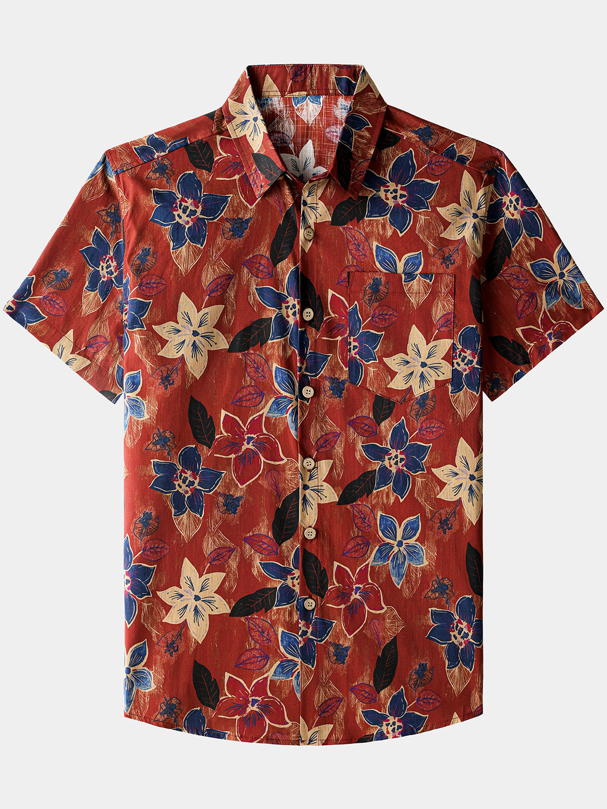 Men’s Classic Vintage Floral Short Sleeve Button Down Breathable Cool Shirt