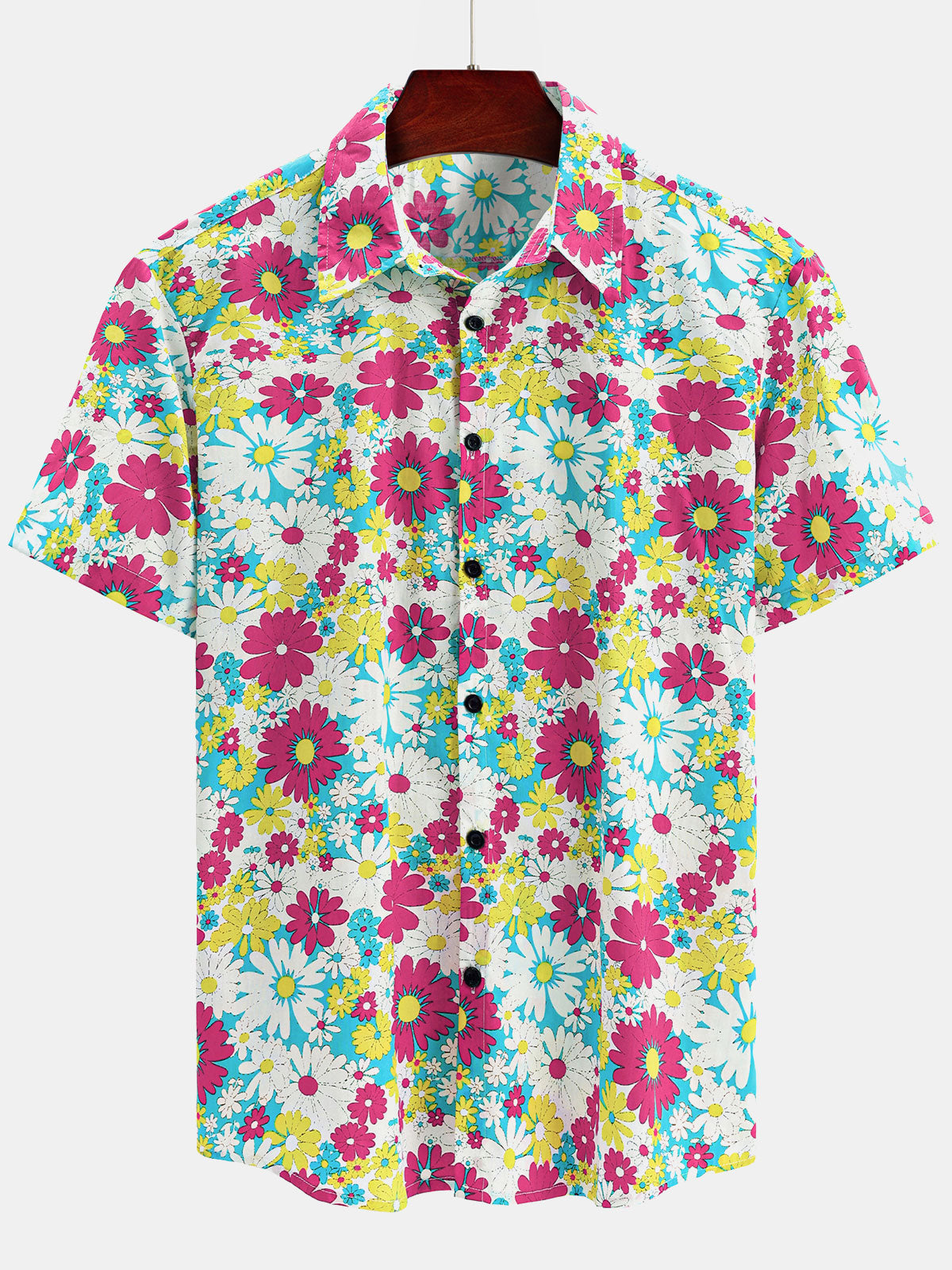 Men's Floral Casual Cotton Summer Beach Short Sleeve Hawaiian Shirt