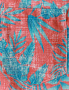 Men's Red Tropical Print Pocket Beach Summer Hawaiian Short Sleeve Shirt