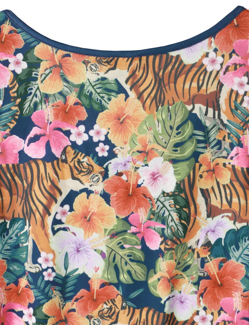 Men's Tiger And Floral Sleeveless Hawaiian Shirt Summer Beach Tank Tops