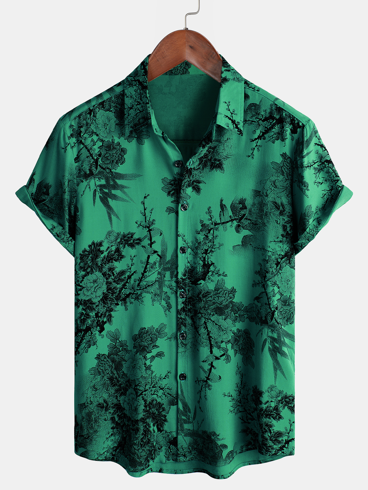 Men's Floral Vintage Summer Hawaiian Rayon Holiday Button Up Short Sleeve Shirt