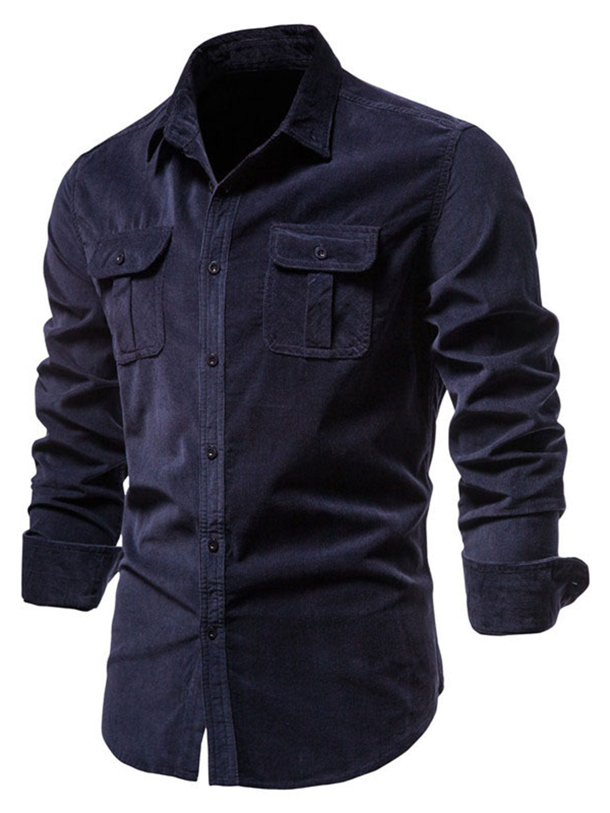 Men's Breathable Cotton Solid Color Classic Long Sleeve Shirt