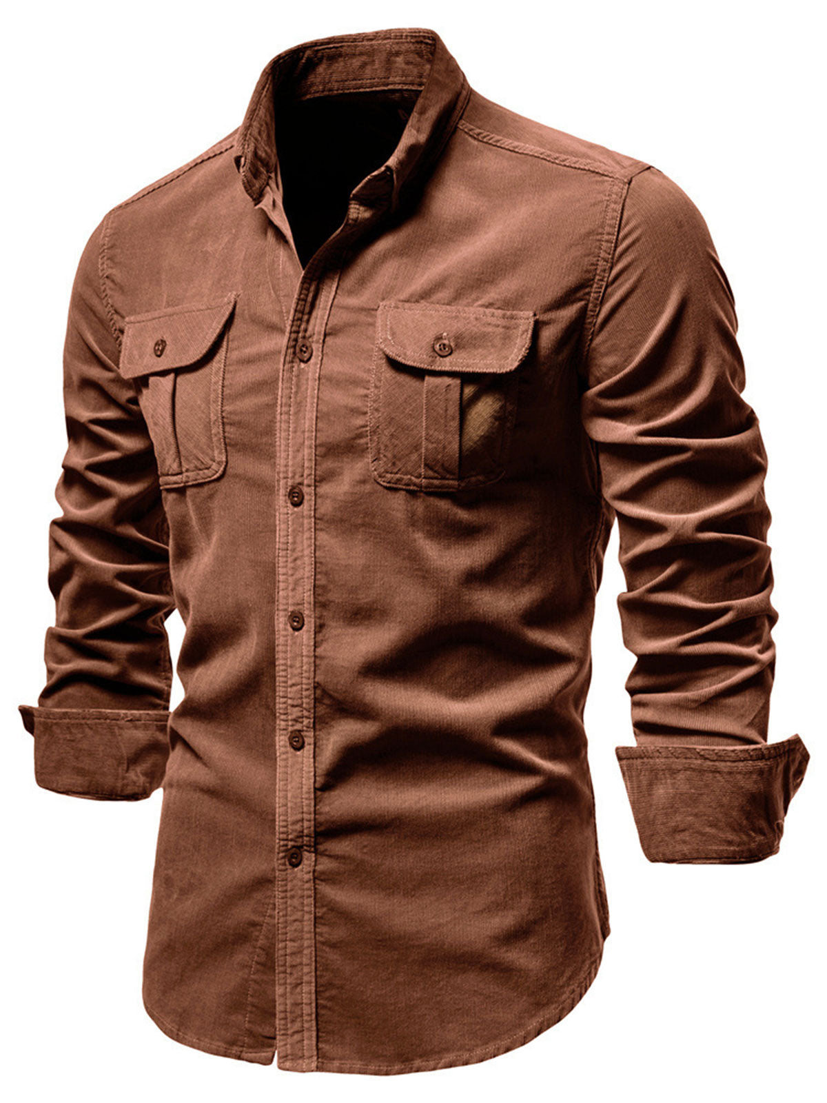 Men's Breathable Cotton Solid Color Classic Long Sleeve Shirt