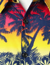 Men's Orange Hawaiian Tropical Palm Tree Floral Beach Button 100% Cotton Short Sleeve Shirt