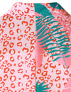 Men's Summer Tropical Plant Pink Leopard Animal Print Cheetah Casual Hawaiian Short Sleeve Shirt