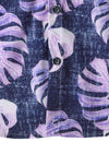 Men's Purple Hawaiian Casual Pocket Tropical Plant Print Button Up Beach Short Sleeve Shirt