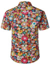 Men's Floral Summer Cotton Button Up Breathable Flower Short Sleeve Hawaiian Shirt