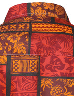 Men's Tropical Vintage Hawaiiwan Red Cotton Pineapple Floral Beach Button Short Sleeve Shirt