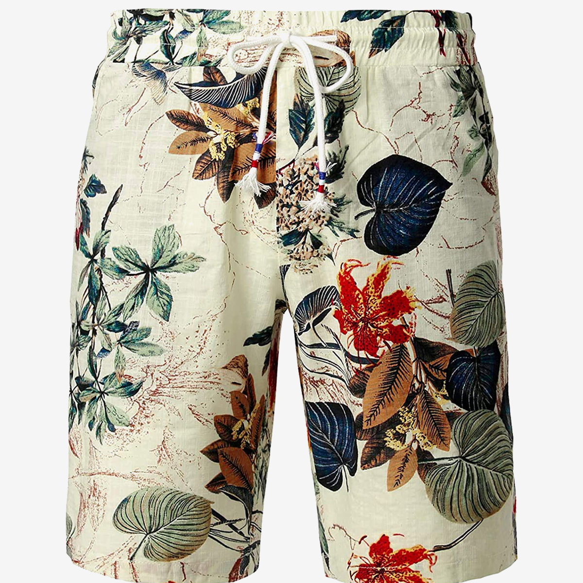 Men's Hawaiian Floral Print Casual Cotton Shorts