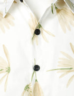 Men's Cotton White Floral Summer Casual Button Up Beach Holiday Short Sleeve Shirt