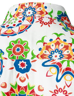 Men's Floral Print Cotton Breathable White Flower Button Up Long Sleeve Dress Shirt