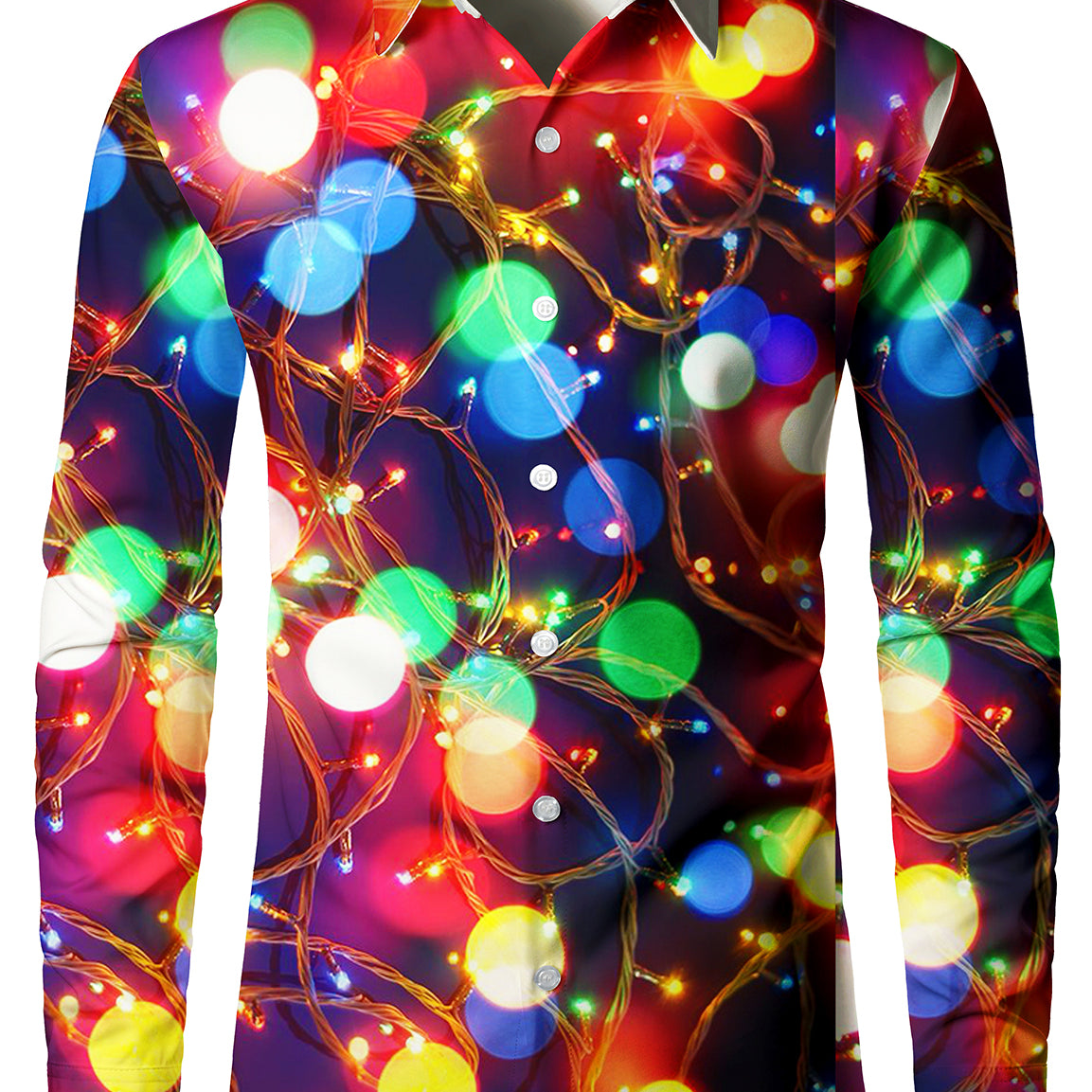 Men's Christmas Neon Long Sleeve Holiday Party Button Up Shirt