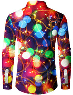 Men's Christmas Neon Long Sleeve Holiday Party Button Up Shirt