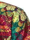 Men's Vintage Hawaiian Cotton Hibiscus Floral Print Short Sleeve Button Up Shirt