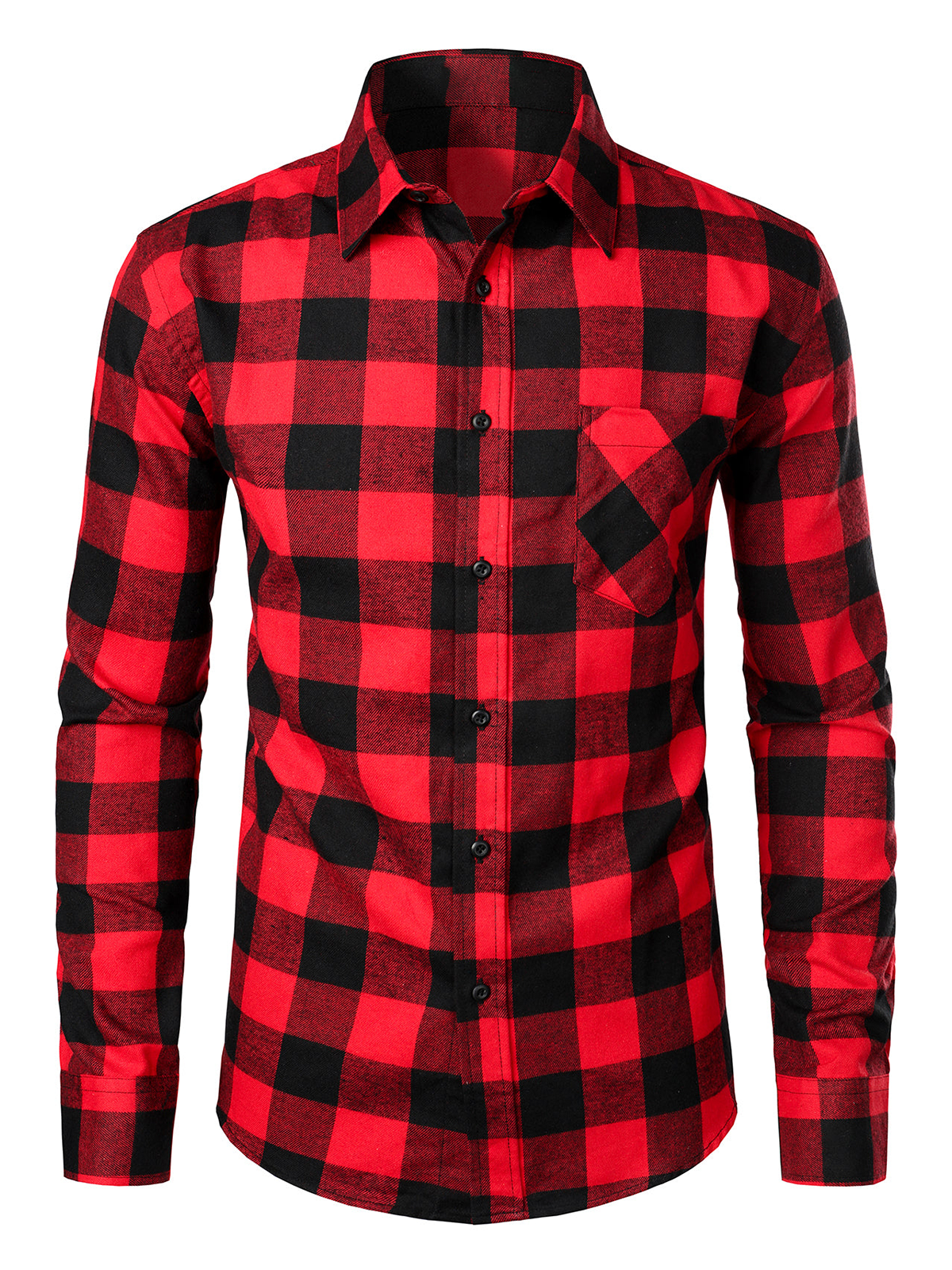 Men's Cotton Long Sleeve Plaid Shirt