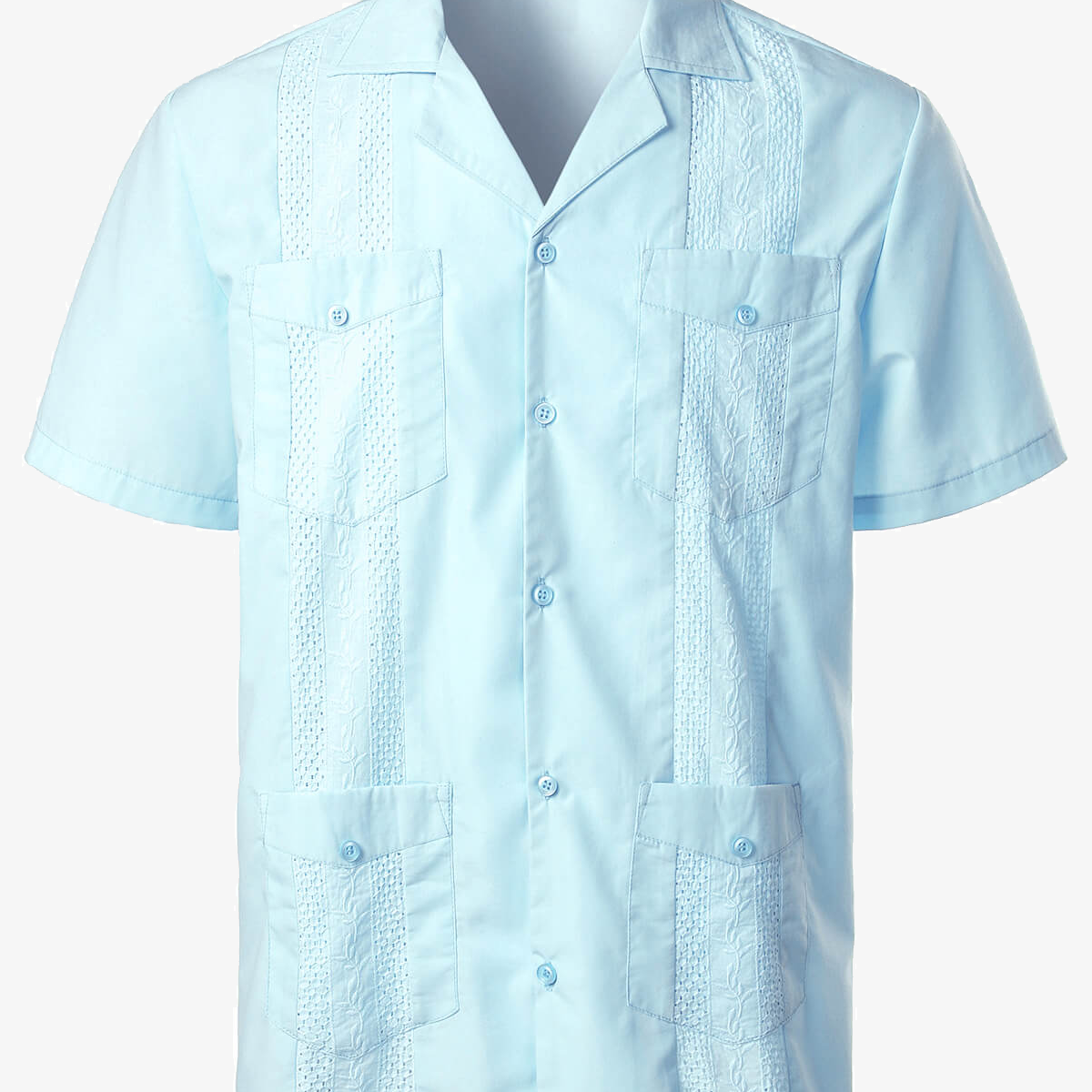 Men's Embroidery Cuban Guayabera Summer Cool Short Sleeve Button Up Shirt