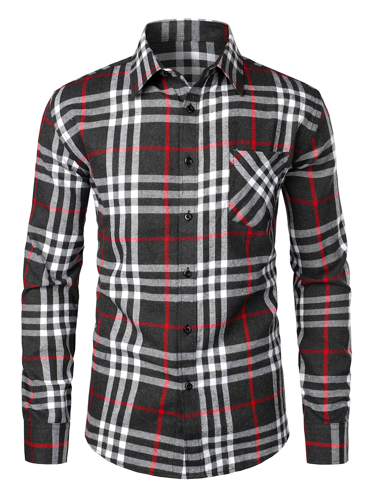 Men's Cotton Long Sleeve Plaid Shirt
