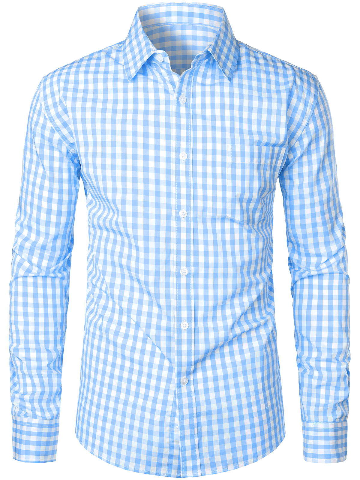 Men's Cotton Long Sleeve Plaid Casual Shirt