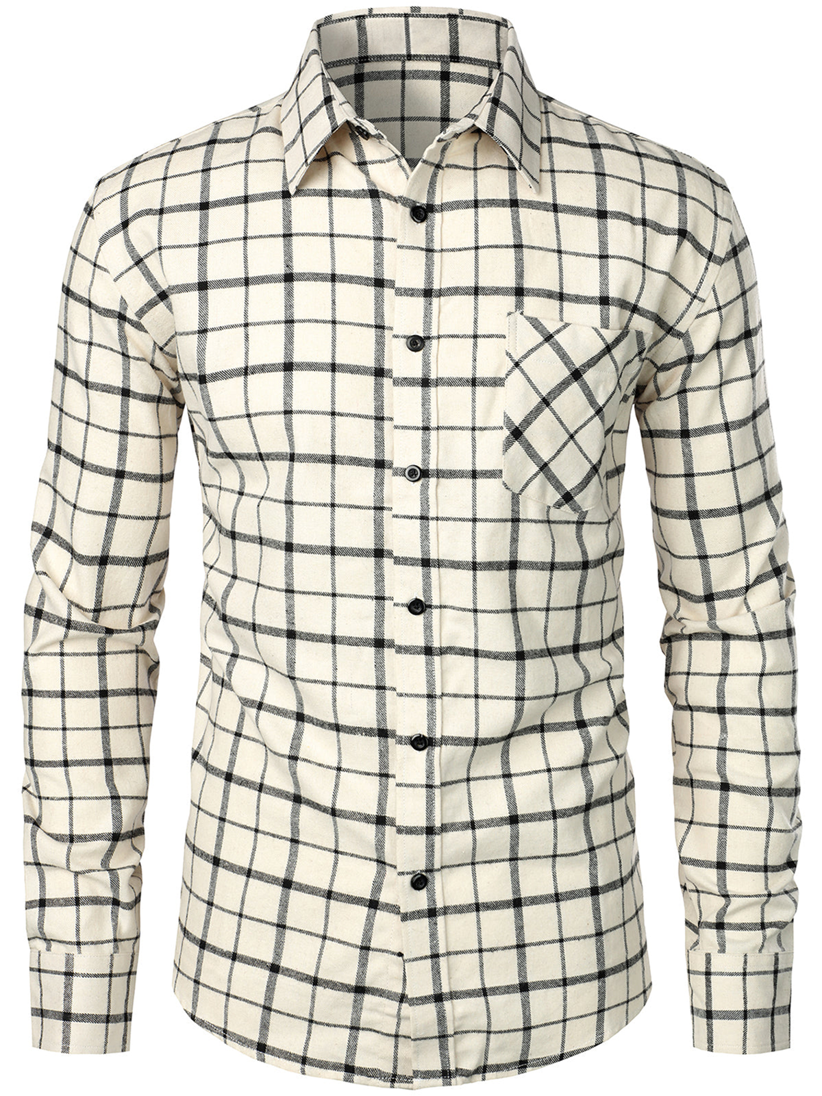 Men's Cotton Long Sleeve Plaid Shirt