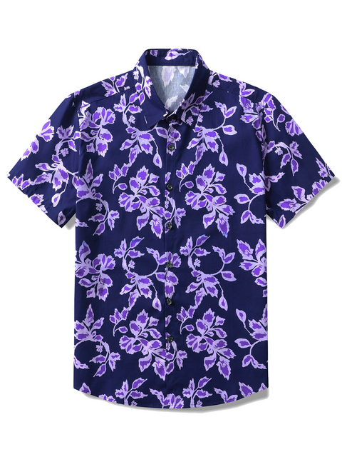 Men's Blue Floral Printed Cotton Casual Shirt main image 0