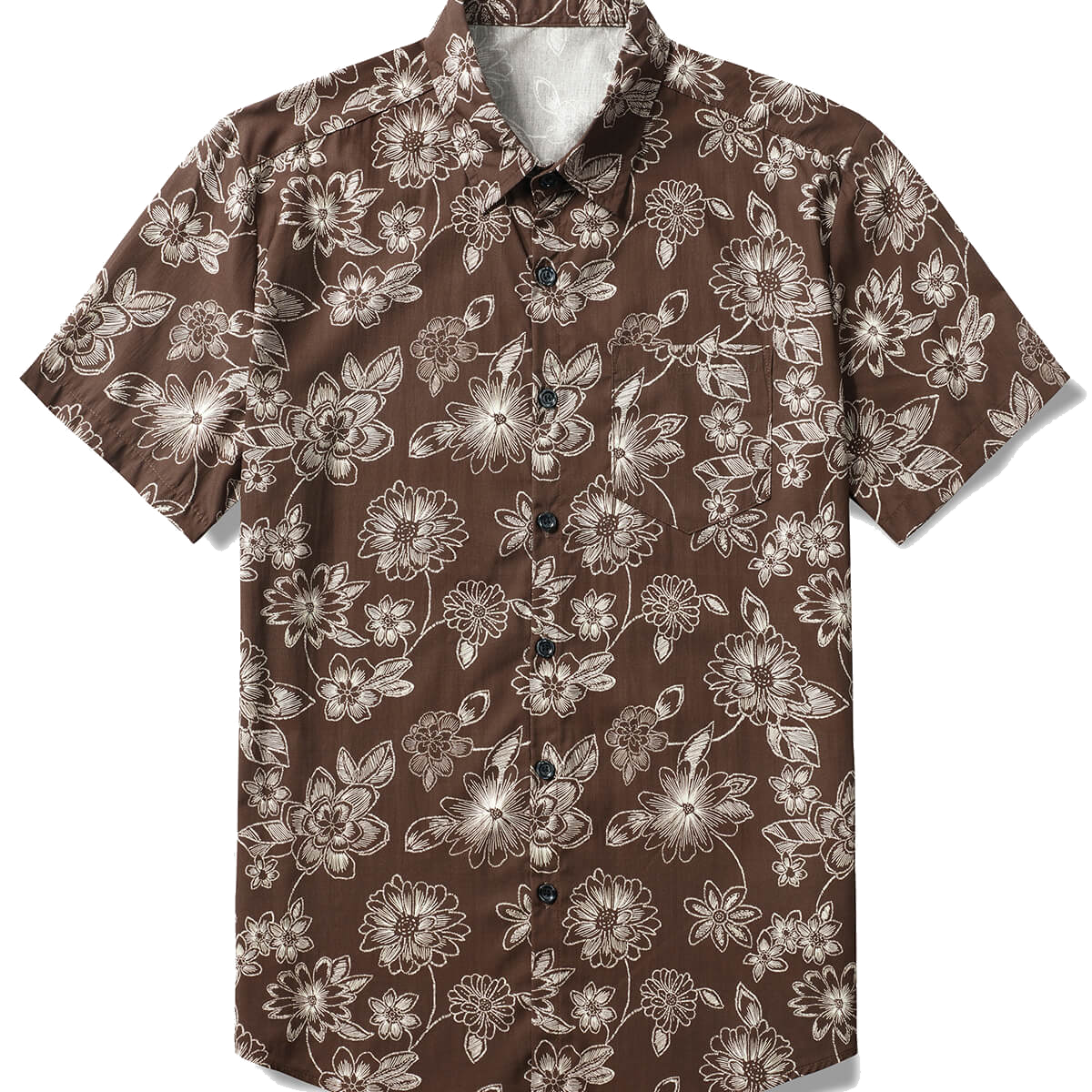 Men's Floral Brown Hawaiian Holiday Short Sleeve Shirt