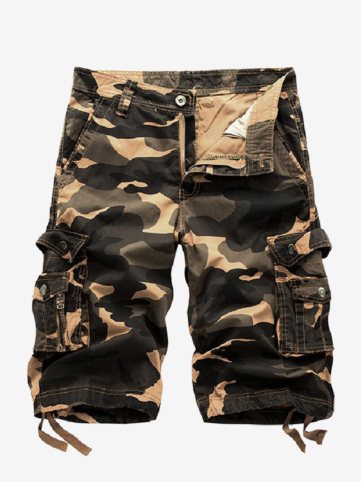 Men's Plus Size Solid Color Casual Cotton Camo Shorts