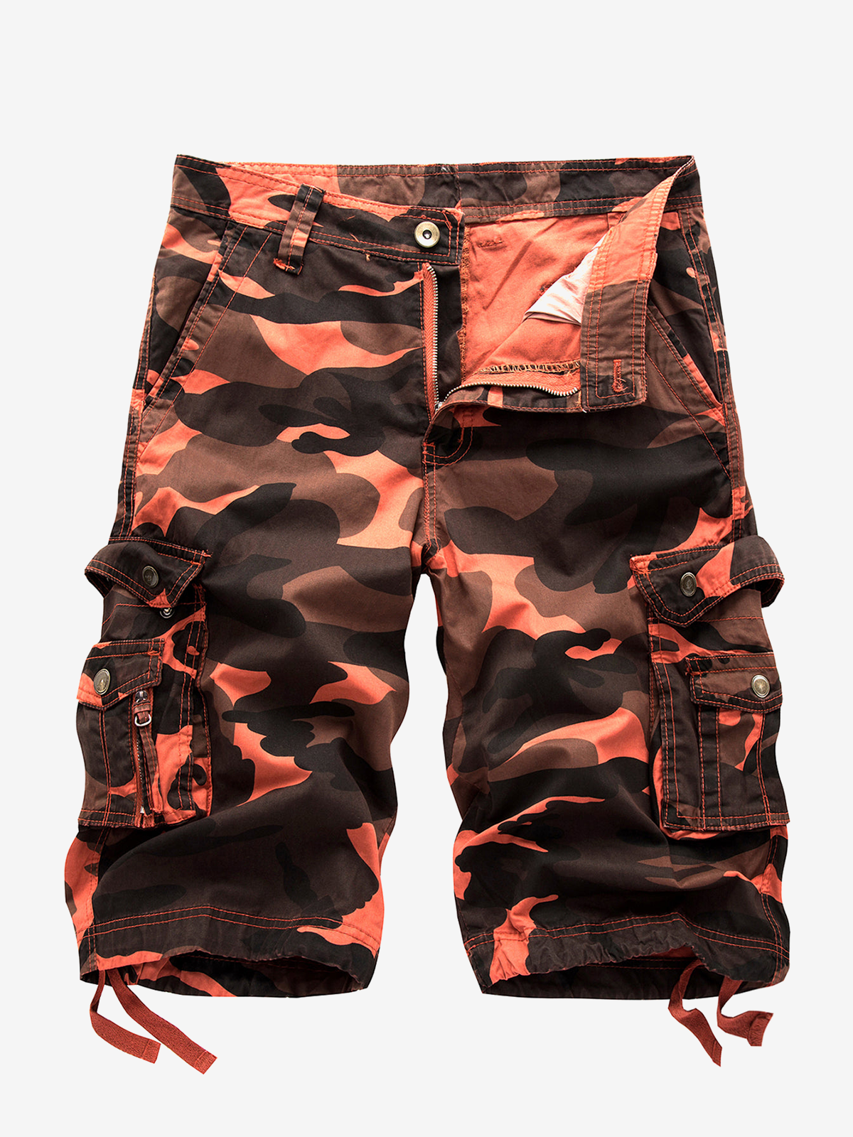 Men's Plus Size Solid Color Casual Cotton Camo Shorts