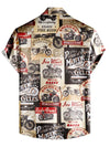 Men's Retro Motorcycle Vintage Puzzle Poster Holiday Short Sleeve Shirt