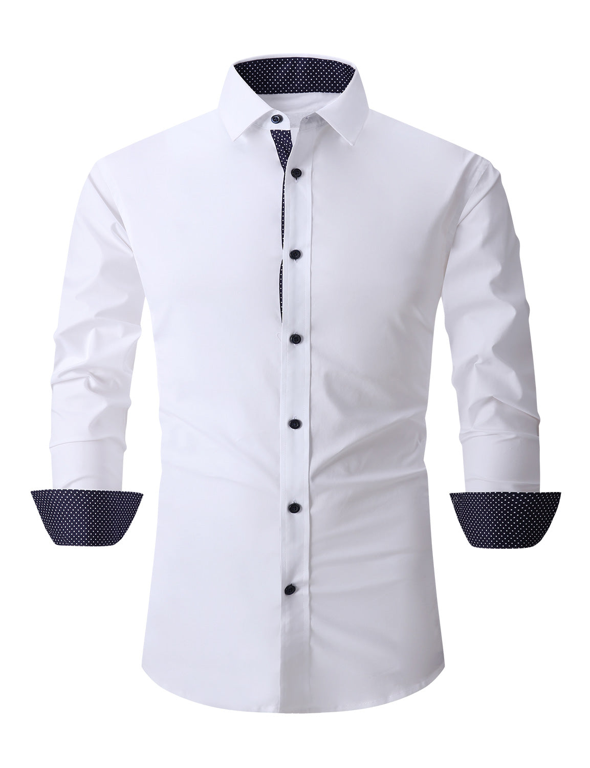 Men's Cotton Solid Color Casual Button Up Business Long Sleeve Dress Shirt