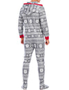 Men’s Christmas Snowflake Print Hooded Zipper Pocket Onesies Pajamas Loungewear