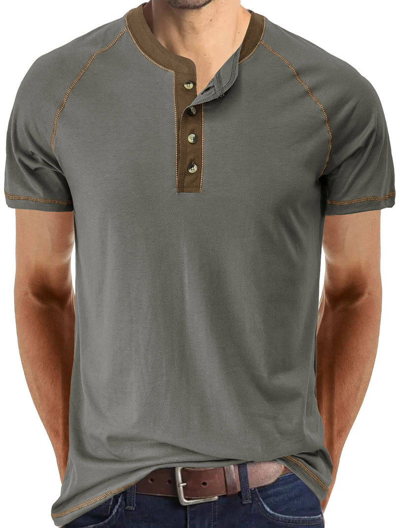 Men's Breathable Casual Solid Color Summer Short Sleeve T-Shirt