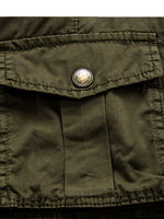 Men's Plus Size Solid Color Casual Outdoor Multi-Pocket Cotton Shorts