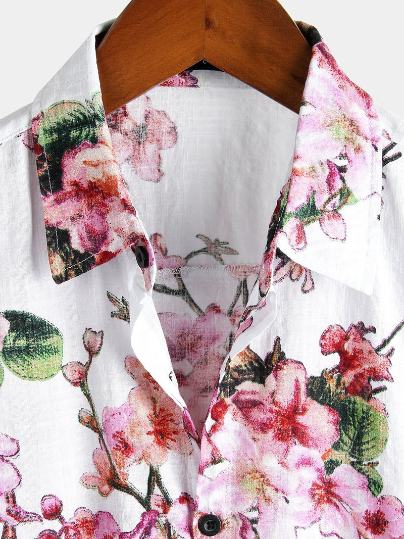 Men's Floral Cotton Tropical Hawaiian Shirt