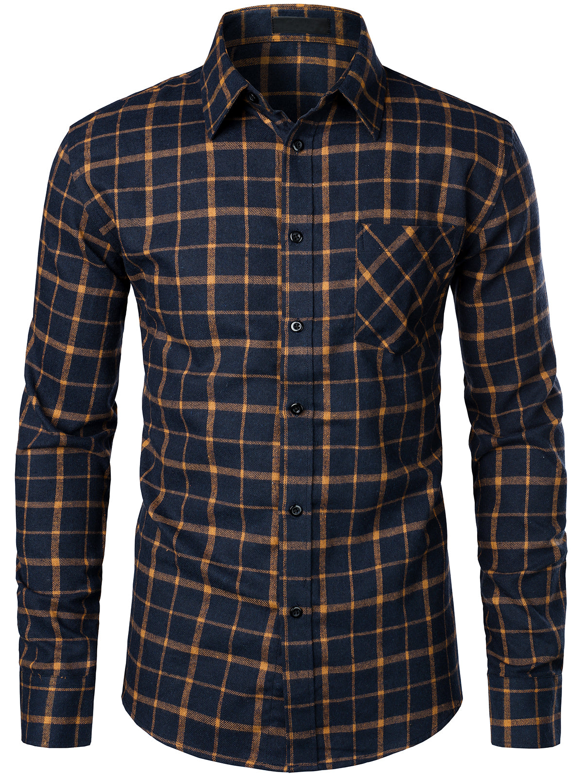 Men's Cotton Long Sleeve Plaid Shirt